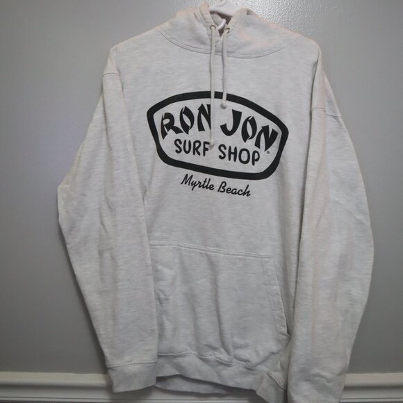 Vintage Ron Jon Surf Shop Spell Out Big Logo Hoodie Gray - Picture 1 of 5